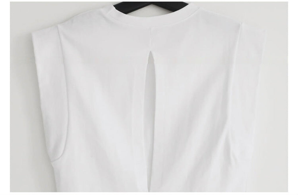 Back Open Power Shoulder T-Shirt_5015
