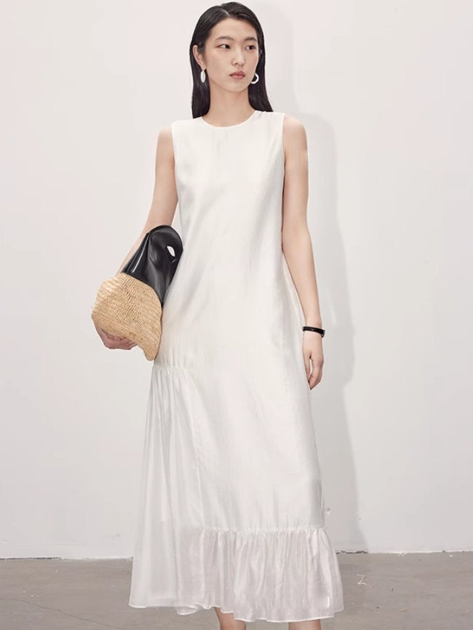 Flared hem sleeveless dress_BDHL4665