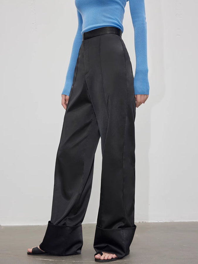 Wide roll-up straight pants_BDHL5062