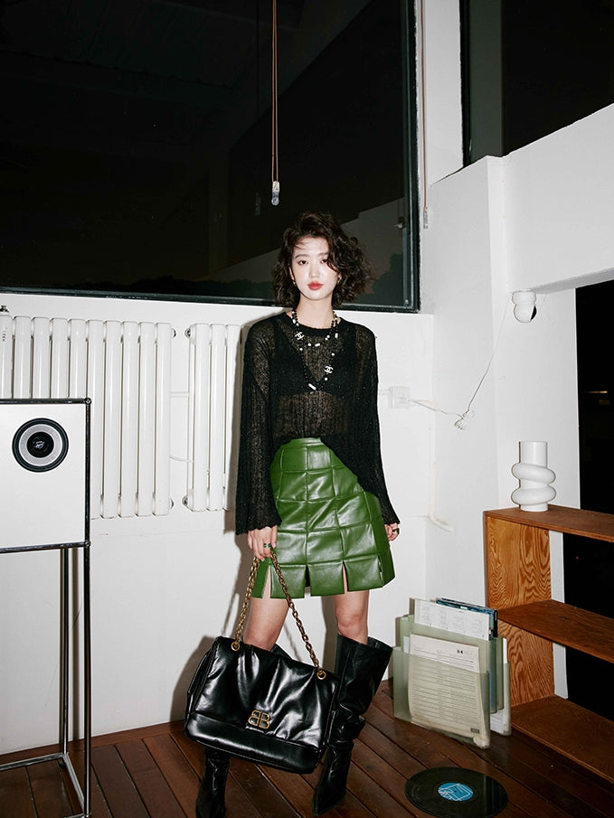 Leather heavy duty skirt_BDHL5484