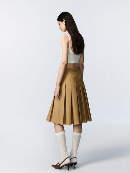 High waist slim pleated skirt_BDHL5027