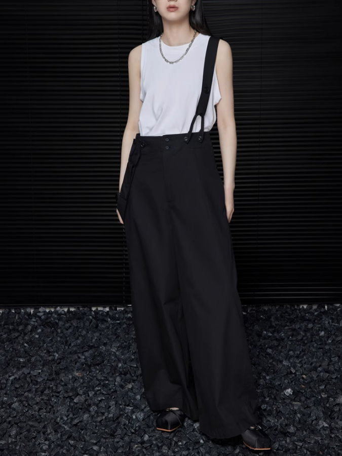 Wide leg suspender pants_BDHL4704