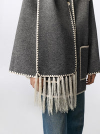 Shell embroidered scarf coat_BDHL5040