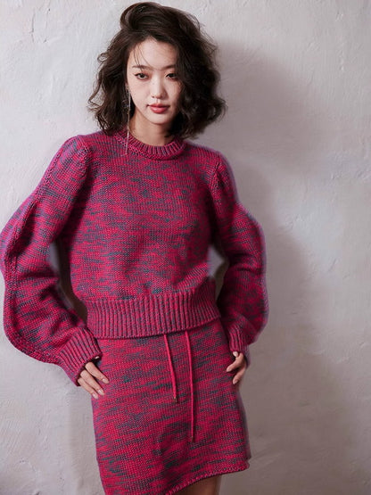 Mixed Yarn Sweater Skirt Set Up_BDHL4911