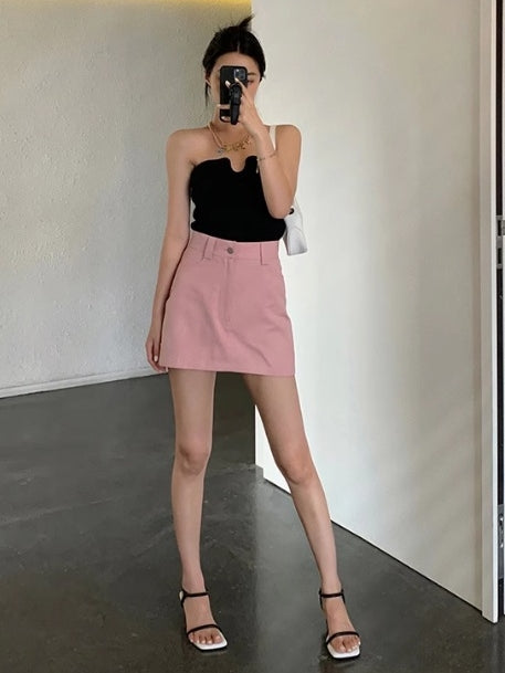 U-Neck Knitted Tube Top_BDHL7114