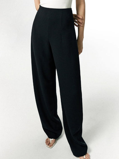 High-waist straight drape pants_BDHL4712