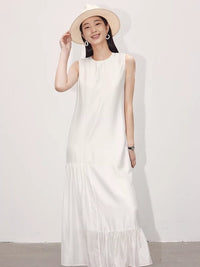 Flared hem sleeveless dress_BDHL4665