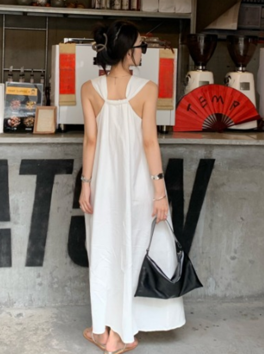 V-Neck Loose Fit Sleeveless Dress_BDHL6172