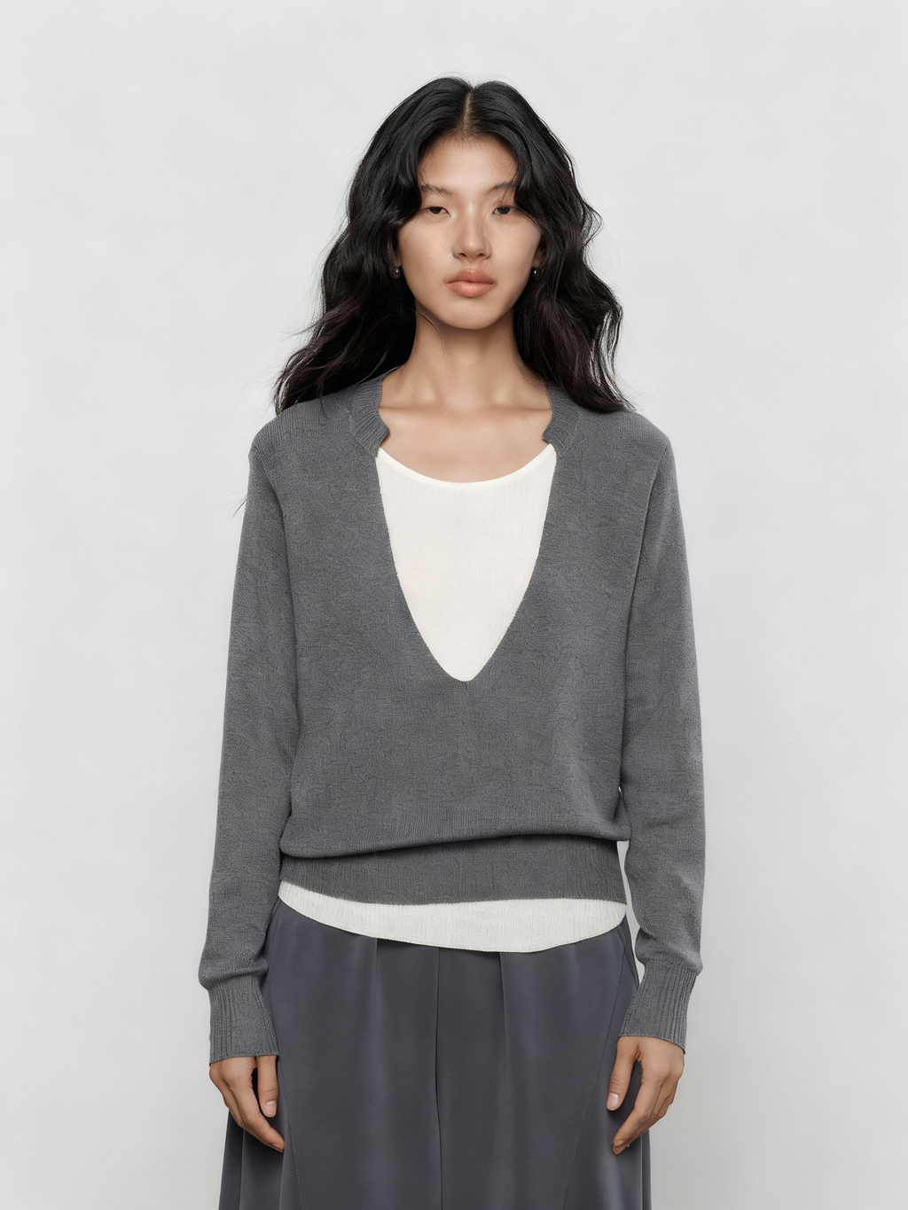 V-Neck Two-Piece Style Tops_BDHL7700