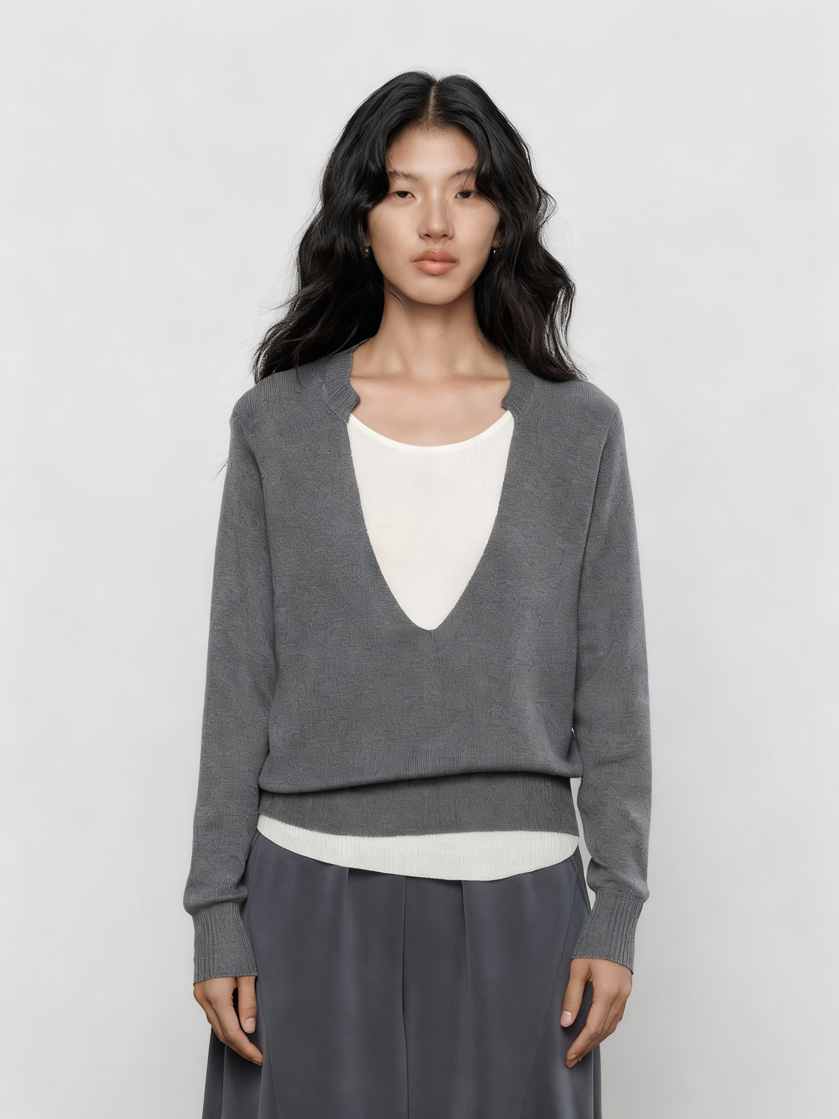 V-Neck Two-Piece Style Tops_BDHL7700