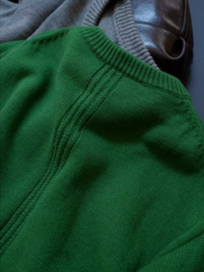 Round neck knit pullover_BDHL4992