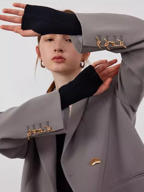 Gold Button Casual Suit Jacket_BDHL7144