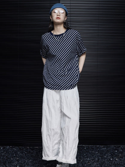 Diagonal Stripe Oversized T-Shirt_BDHL4655