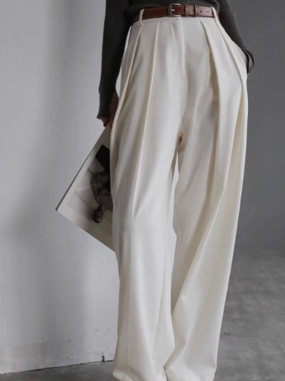 Simple Straight Drape Wide Leg Pants_BDHL4965