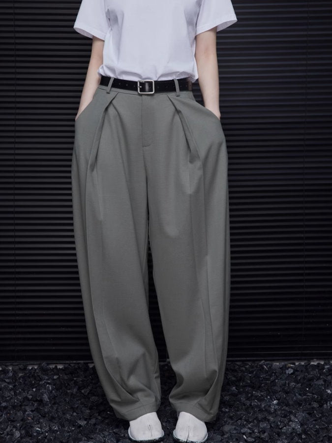 Deep tuck wide leg pants_BDHL4826