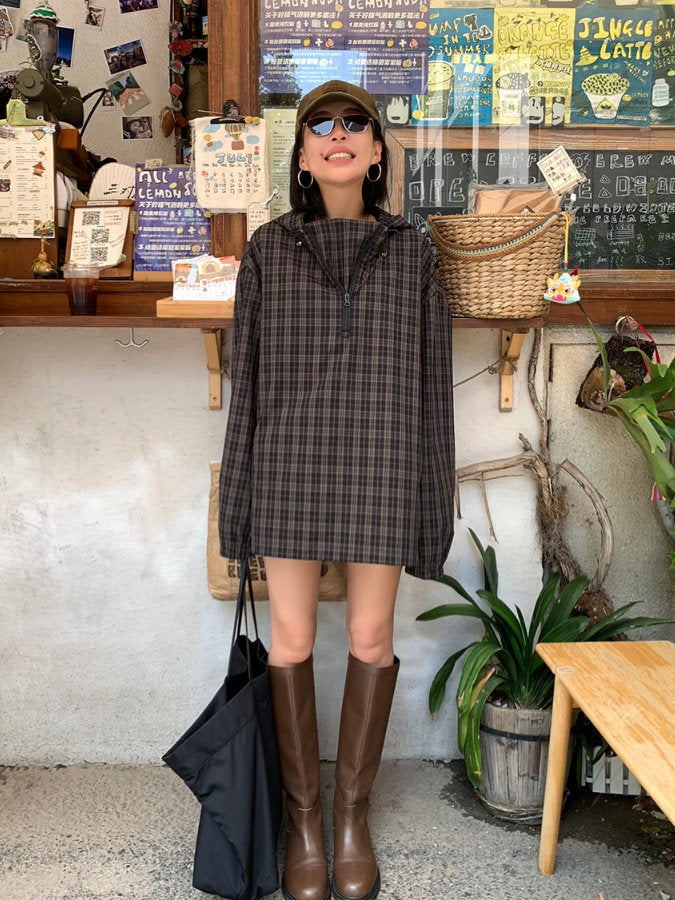 Half-zip check pullover_BDHL4981