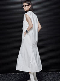 Tucked Flared Sleeveless Dress_BDHL4656