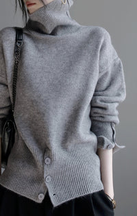 High waist turtleneck slim sweater_BDHL5637