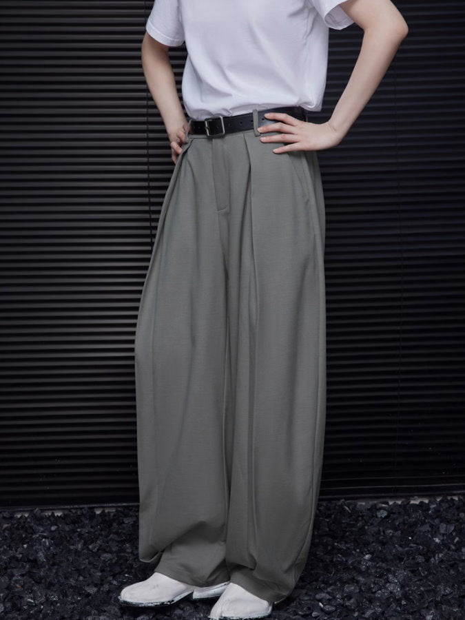 Deep tuck wide leg pants_BDHL4826