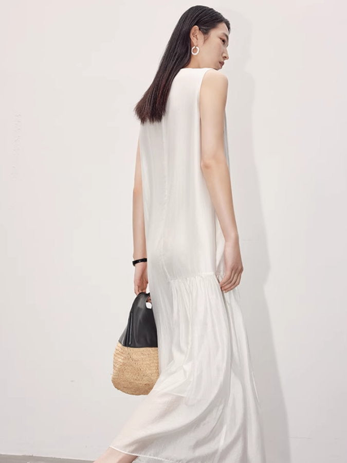 Flared hem sleeveless dress_BDHL4665