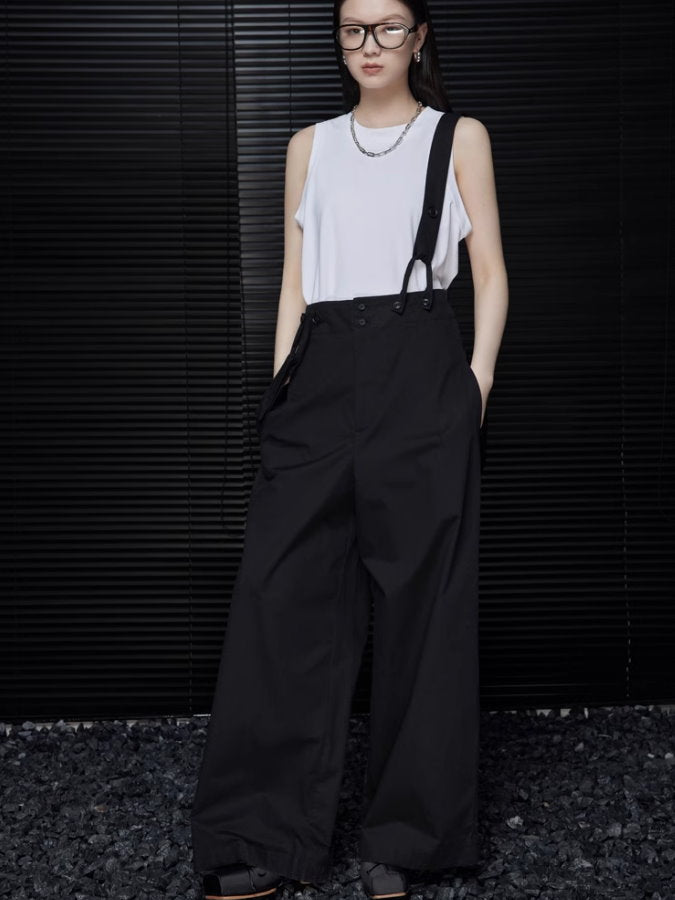 Wide leg suspender pants_BDHL4704