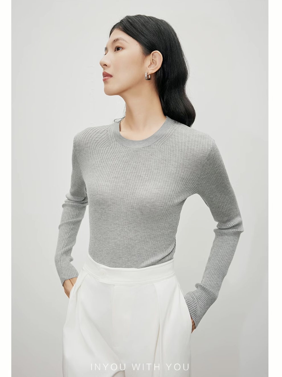 Two Type Neck Pullover Simple Ribbed Knit_BDHL4951