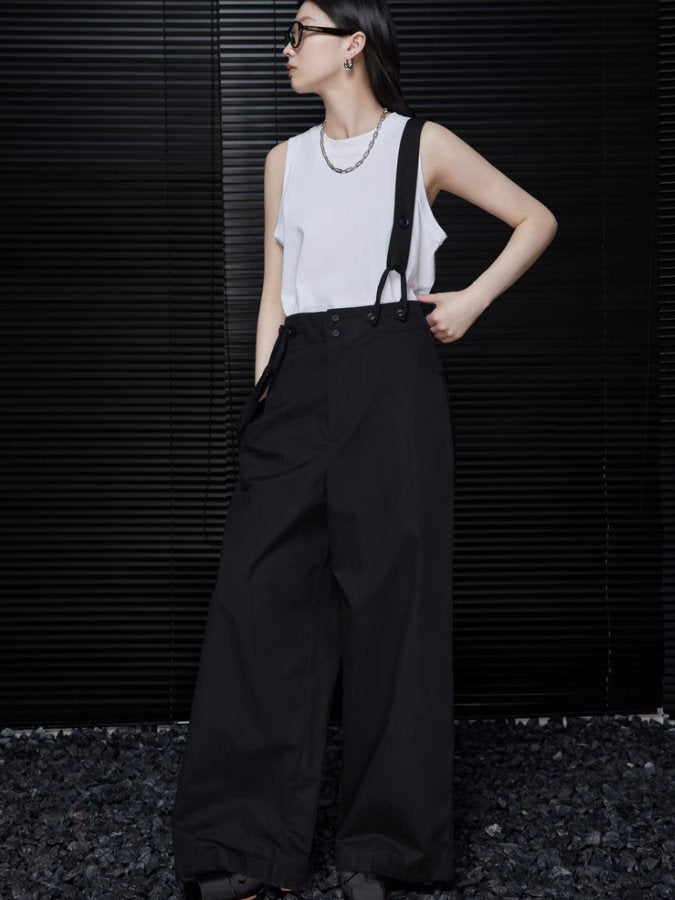 Wide leg suspender pants_BDHL4704