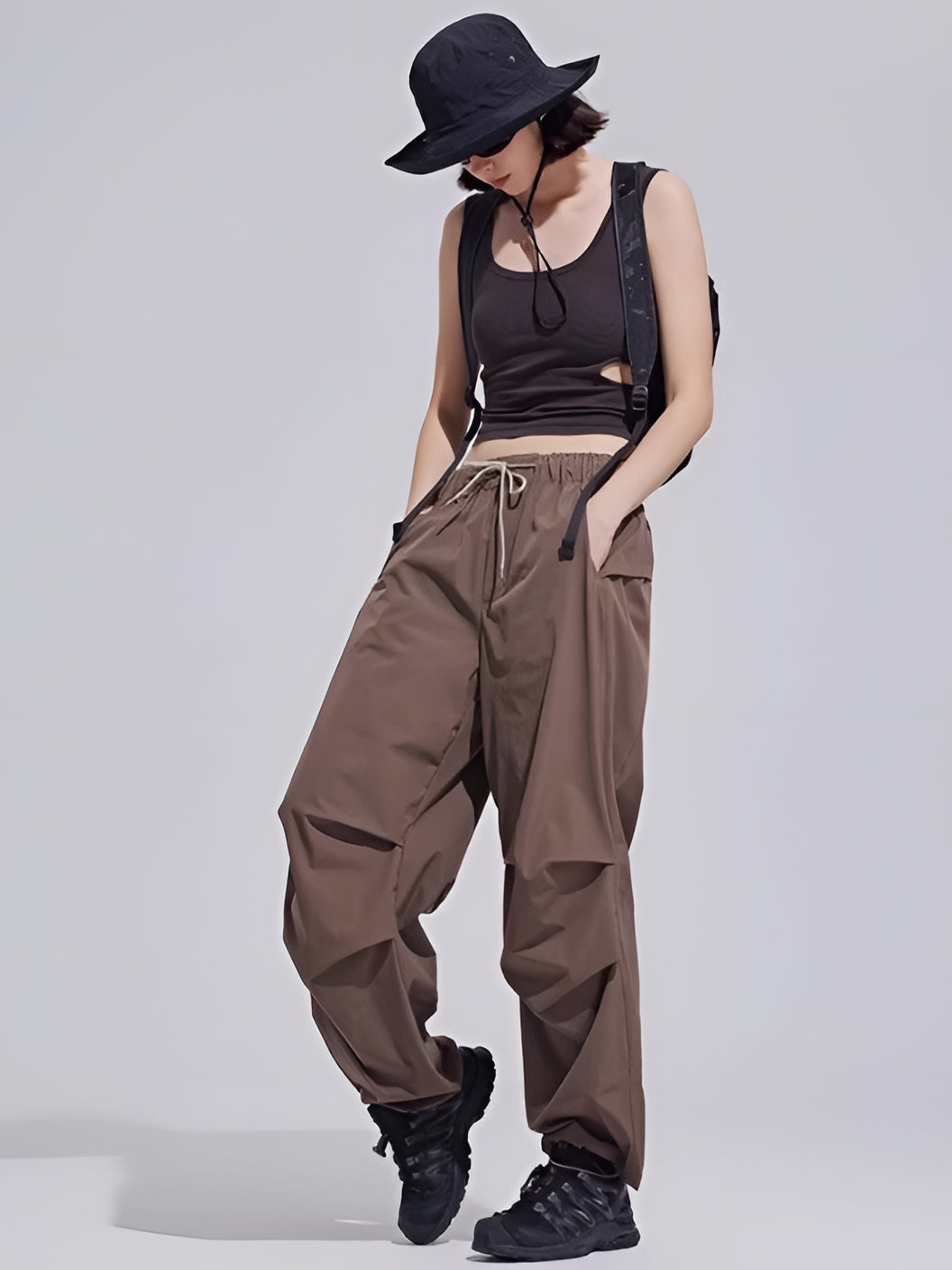 Quick-Drying Pleated Cargo Pants_BDHL6317