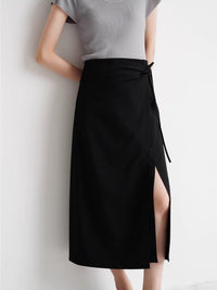 Tight slit skirt with rolled skirt style_BDHL4793