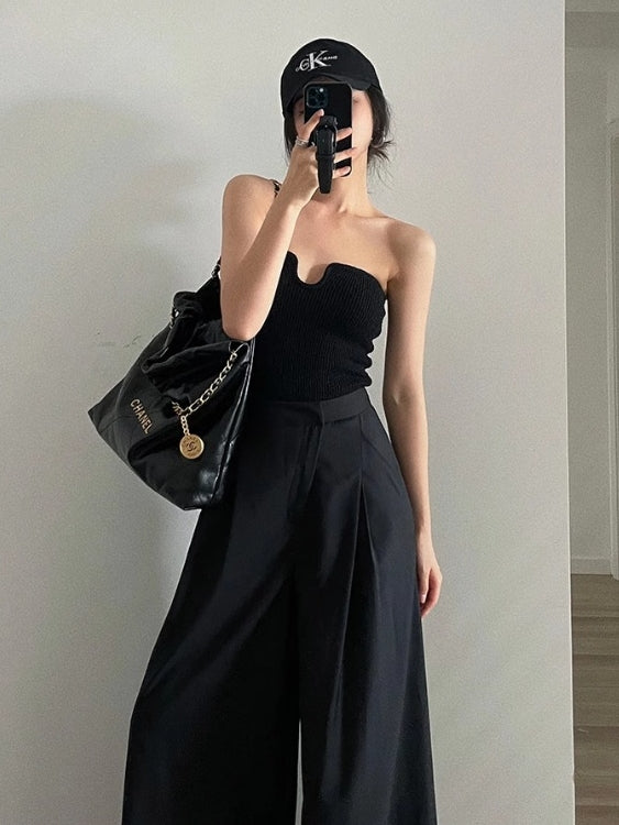 U-Neck Knitted Tube Top_BDHL7114