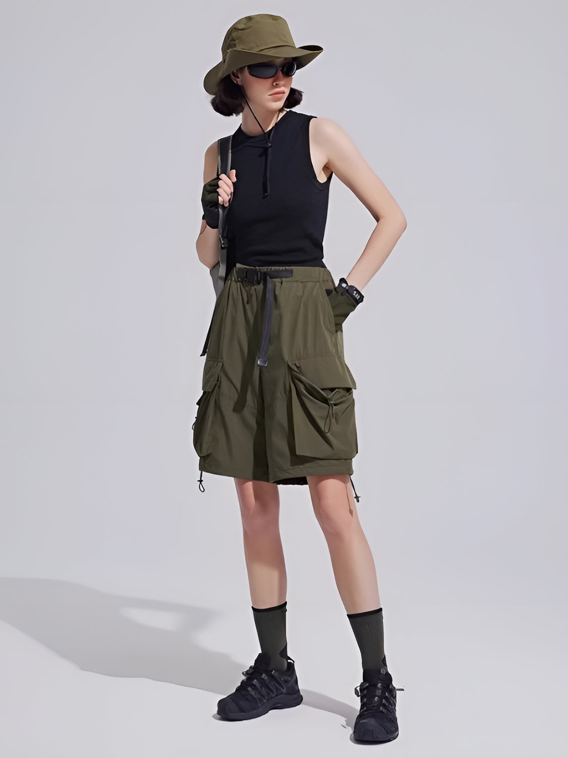 Multi-Pocket Waistband Cargo Shorts_BDHL6312