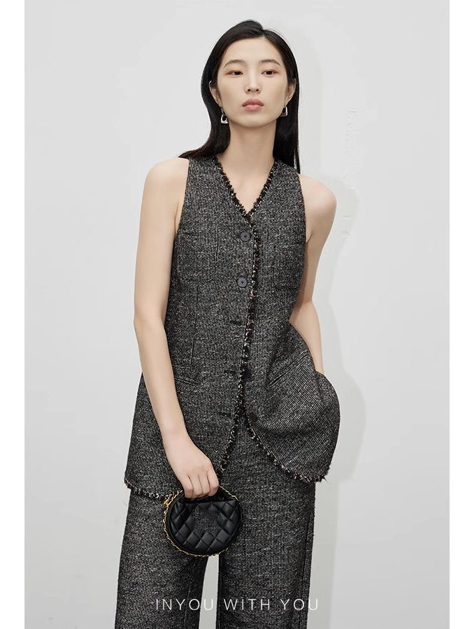 Tweed jacket vest set_BDHL5115