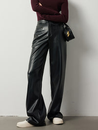 PU leather wide leg pants_BDHL5479 - HELROUS