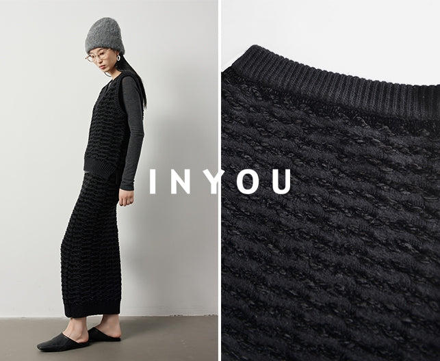 Black wool short vest or long skirt_BDHL5510