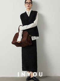 Black wool short vest or long skirt_BDHL5510