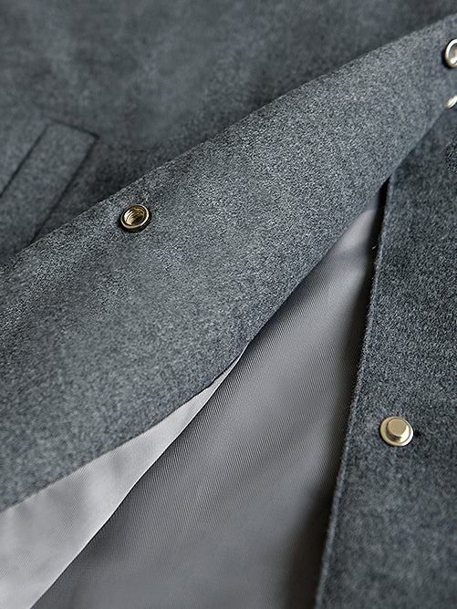 Polo collar gray down jacket_BDHL5512