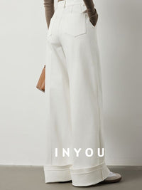 Floor length straight wide leg pants_BDHL5515