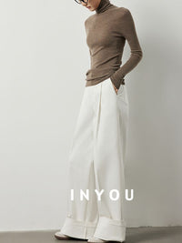 Floor length straight wide leg pants_BDHL5515