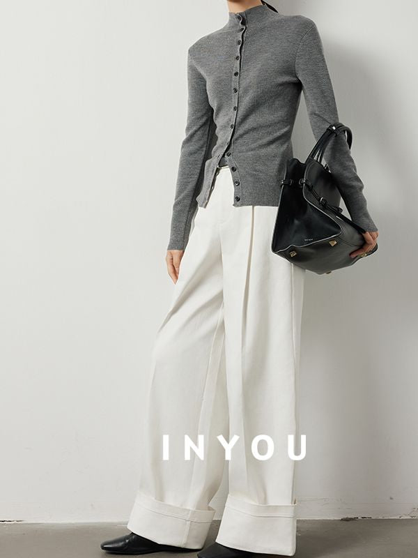 Floor length straight wide leg pants_BDHL5515