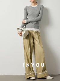 Floor length straight wide leg pants_BDHL5515