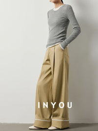 Floor length straight wide leg pants_BDHL5515