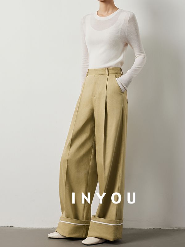 Floor length straight wide leg pants_BDHL5515