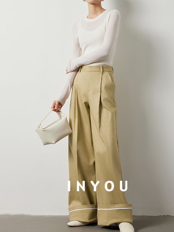 Floor length straight wide leg pants_BDHL5515