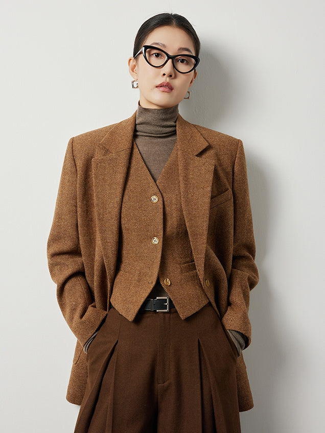 Wool brown suit jacket or vest_BDHL5521