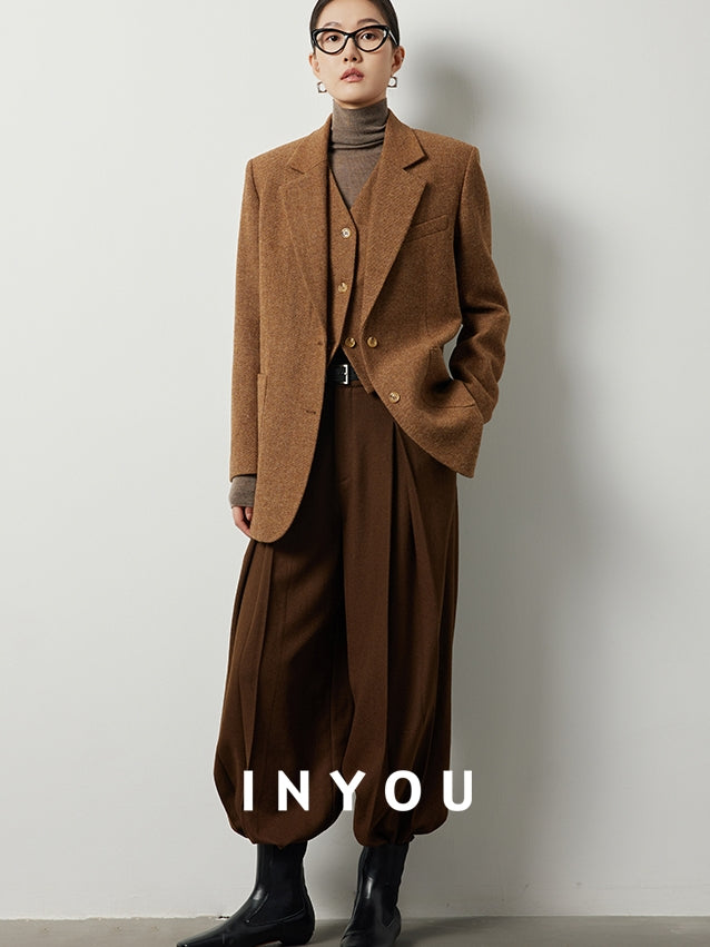 Wool brown suit jacket or vest_BDHL5521