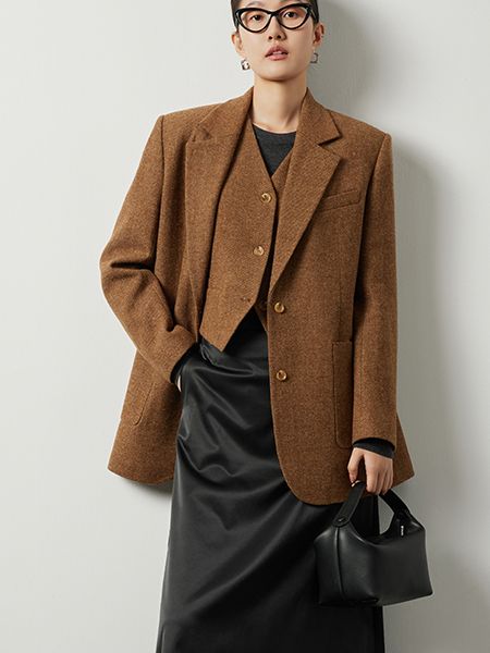 Wool brown suit jacket or vest_BDHL5521