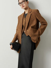 Wool brown suit jacket or vest_BDHL5521