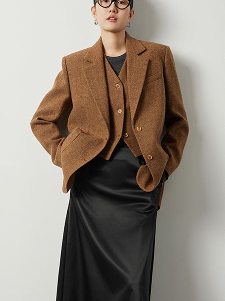 Wool brown suit jacket or vest_BDHL5521