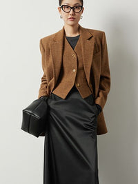 Wool brown suit jacket or vest_BDHL5521