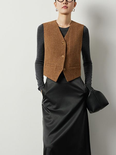 Wool brown suit jacket or vest_BDHL5521